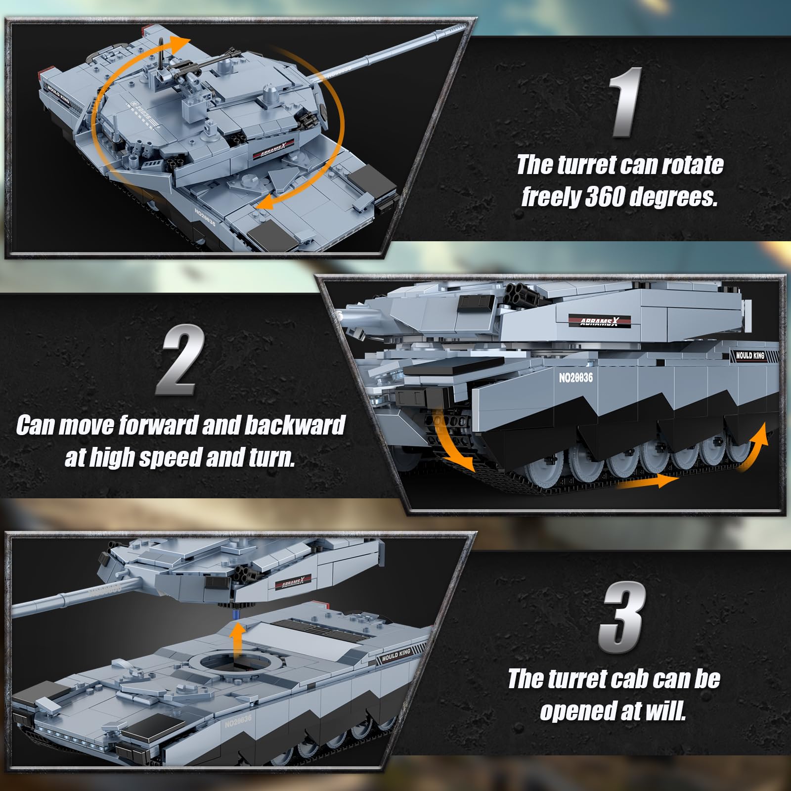 Amazon.com: Mould King RC Tank WW2 Abrams-X Building Sets, 20036